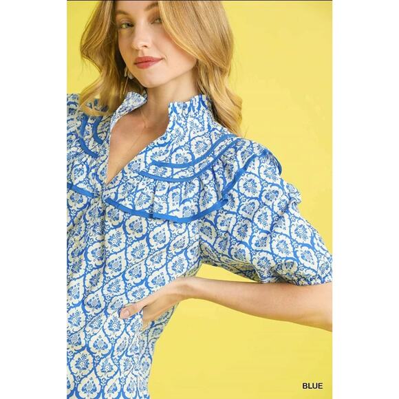 UMGEE Blue Medallion Mini Dress Size S NWT Retail $89 Tuckernuck - Picture 3 of 3